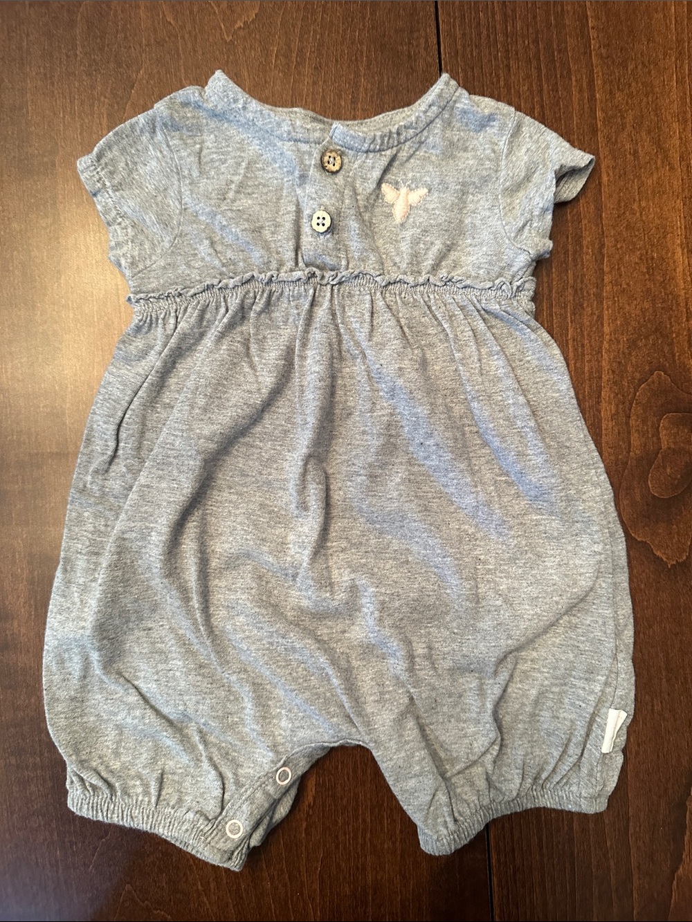 Burt’s Bees Baby - Girls' Heather Gray Romper with Button Front
